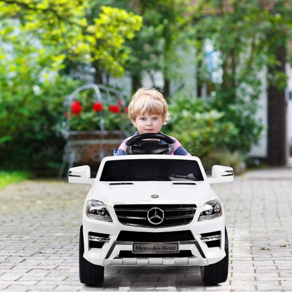 Vaikiškas elektromobilis „Mercedes ML“ (110 * 67 * 53cm) su muzika / „Light“ / nuotolinio valdymo pultu „Baltas“