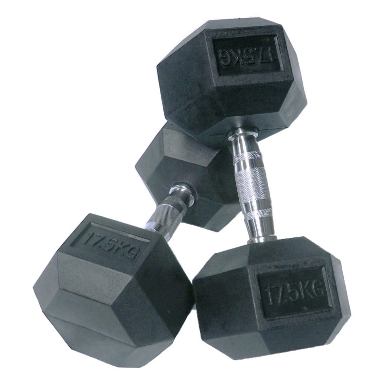 SVARMUO HEX PRO GUMUOTAS HANTELIS - 2X17,5KG SVARMUO HEX PRO GUMUOTAS HANTELIS - 2X17,5KG