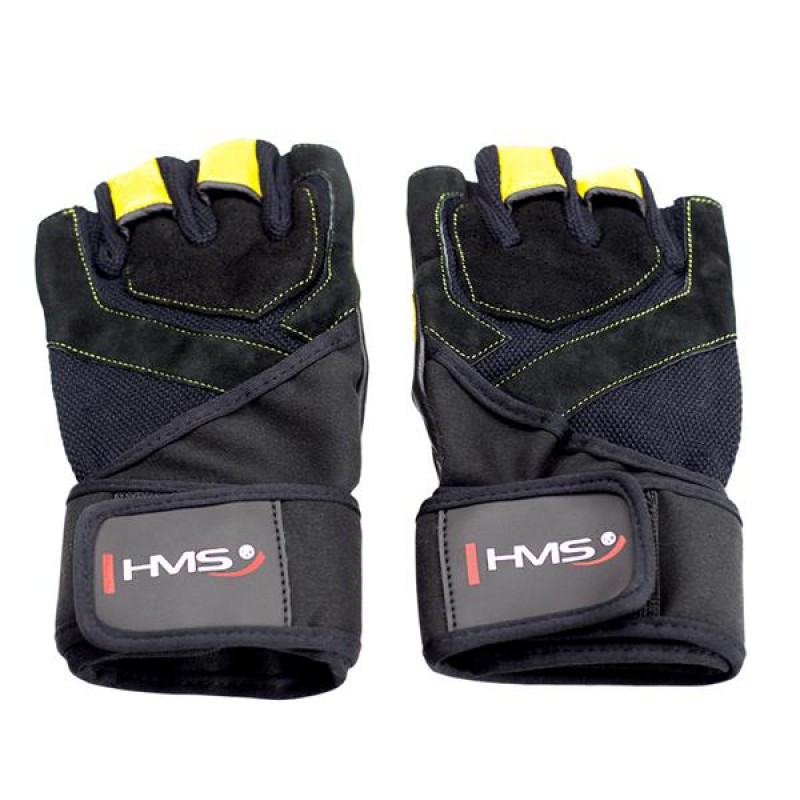 RST01 SIZE M MEN'S FITNESS GLOVES HMS (black - yellow)