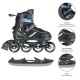 NH18191 2IN1 BLACK/BLUE SIZE M(34-38) IN-LINE SKATES/HOCKEY ICE SKATES