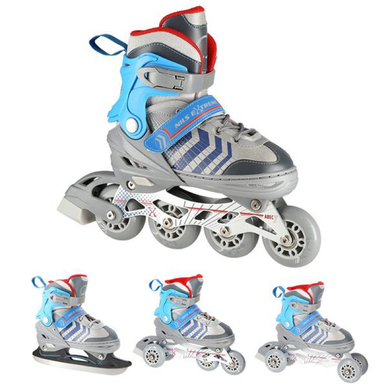 NH18192 4IN1 BLACK/BLUE SIZE S(29-33) IN-LINE SKATES/HOCKEY ICE SKATES