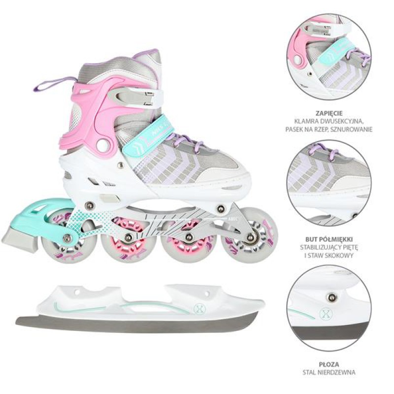 NH18192 4IN1 PINK SIZE S(29-33) IN-LINE SKATES/FIGURE ICE SKATES