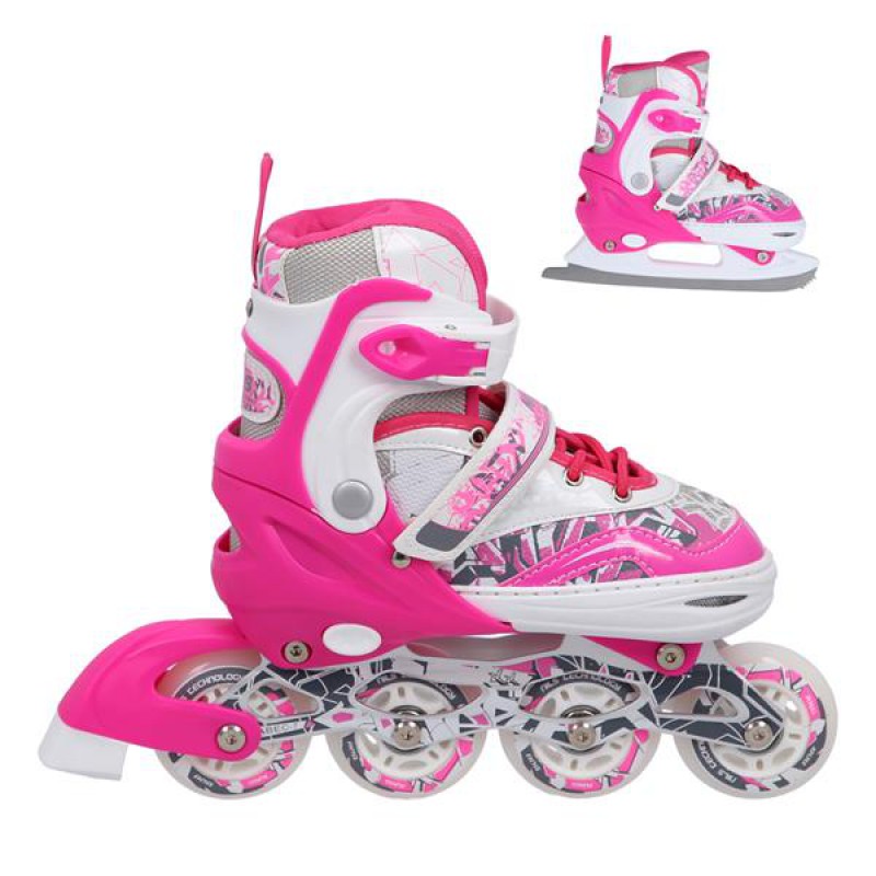 NF10927 A 2IN1 DARK PINK SIZE L(39-42) IN-LINE SKATES/FIGUREICE SKATES