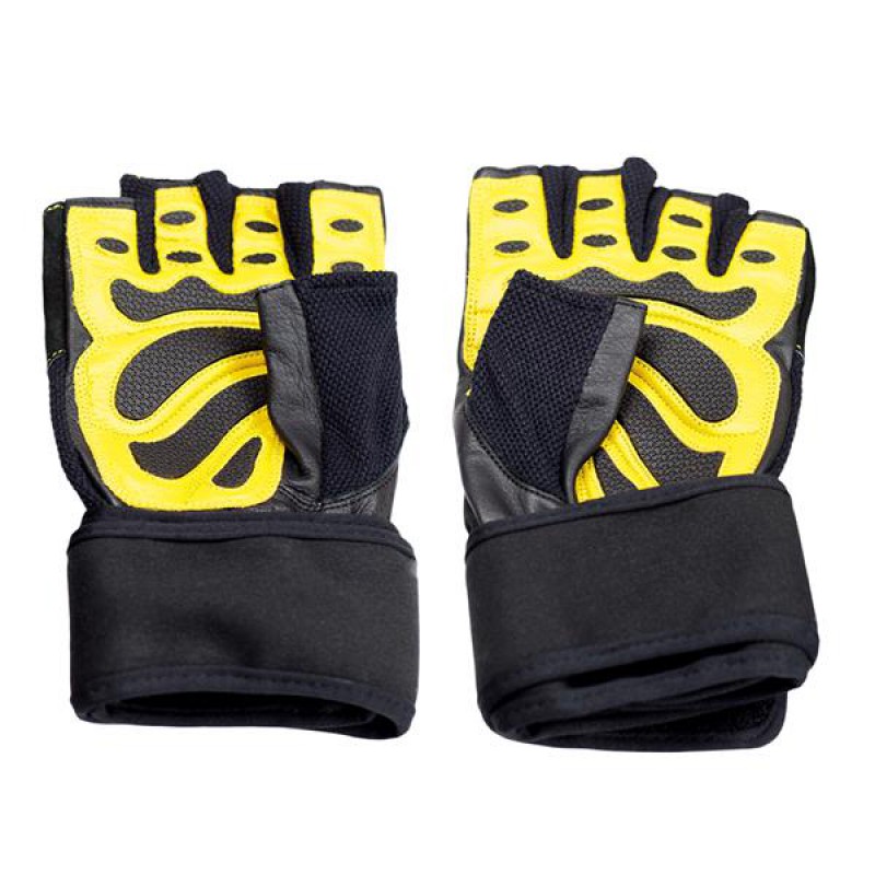 RST01 SIZE S MEN'S FITNESS GLOVES HMS (black - yellow)