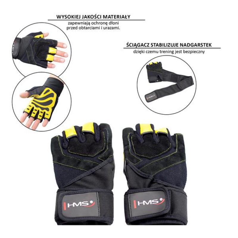 RST01 SIZE S MEN'S FITNESS GLOVES HMS (black - yellow)