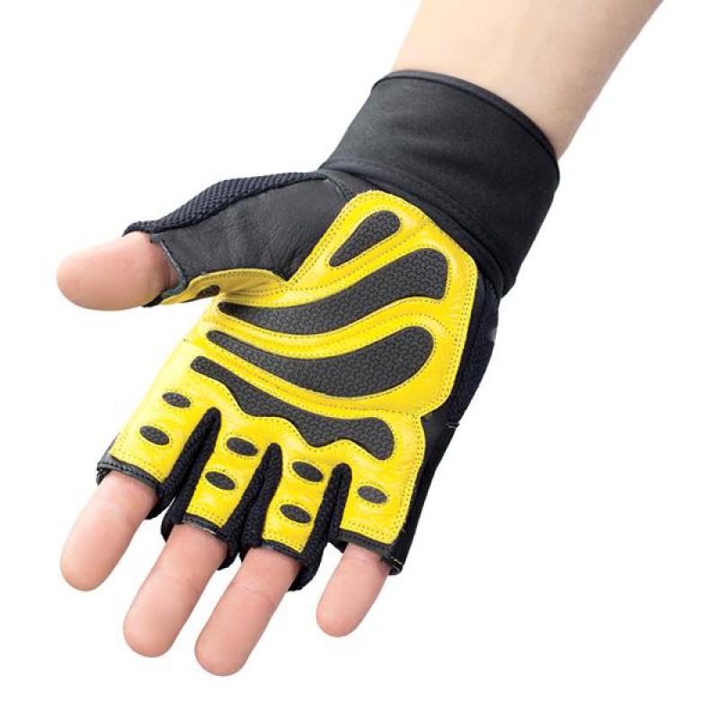 RST01 SIZE M MEN'S FITNESS GLOVES HMS (black - yellow)