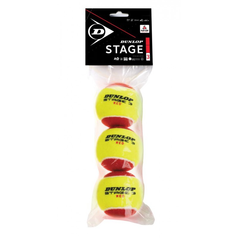 Teniso kamuoliukai Dunlop STAGE 3 RED 3-polybag ITF